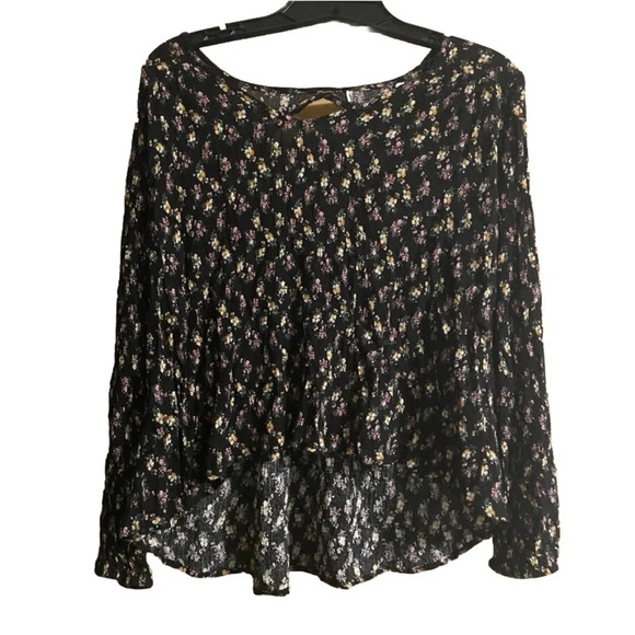 Gypsies & Moondust Black Floral Back Cutout Woven Blouse Junior's Size Small - Picture 1 of 8